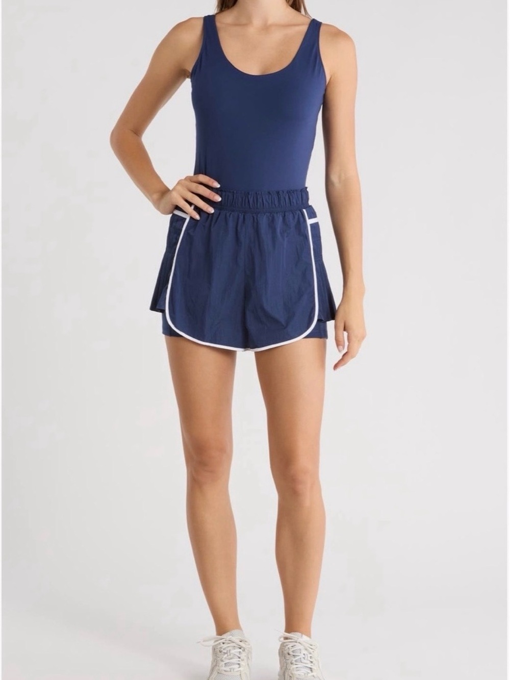 Yogalicious Navy Athletic Romper with White Trim